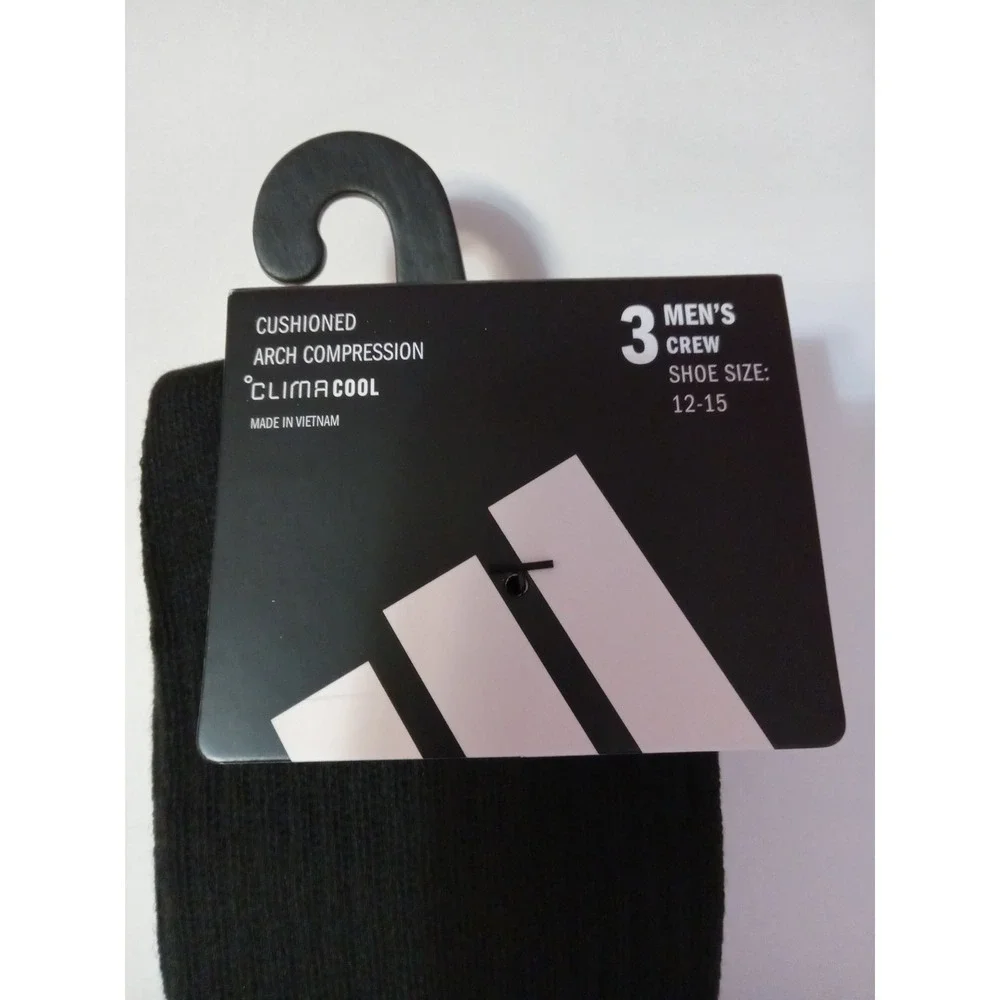 Adidas Crew Socks‎ Men's 3 Pair Black  XL 12-15